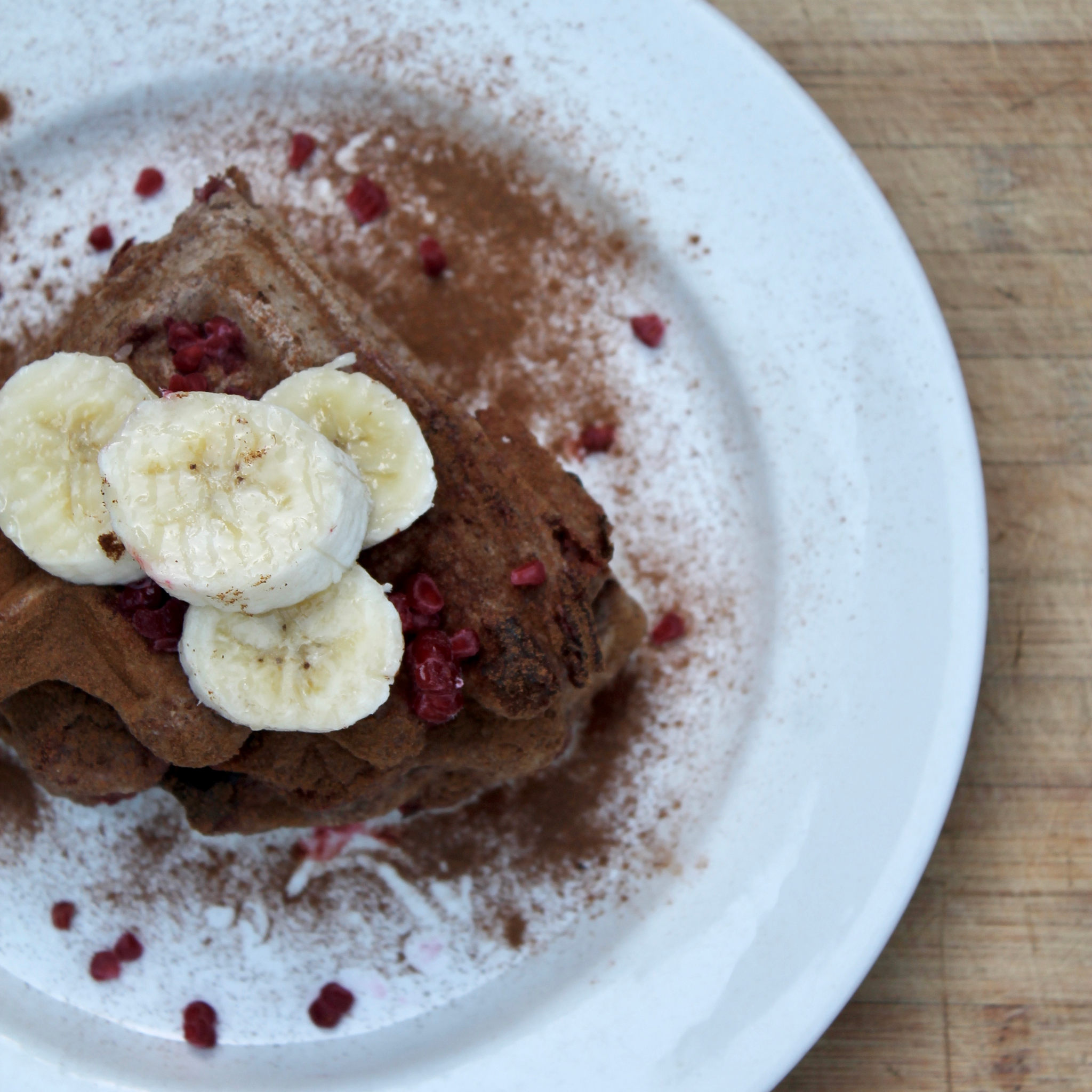 Chocolate Collagen Raspberry Waffles Recipe | AURA Kitchen - AURA Nutrition