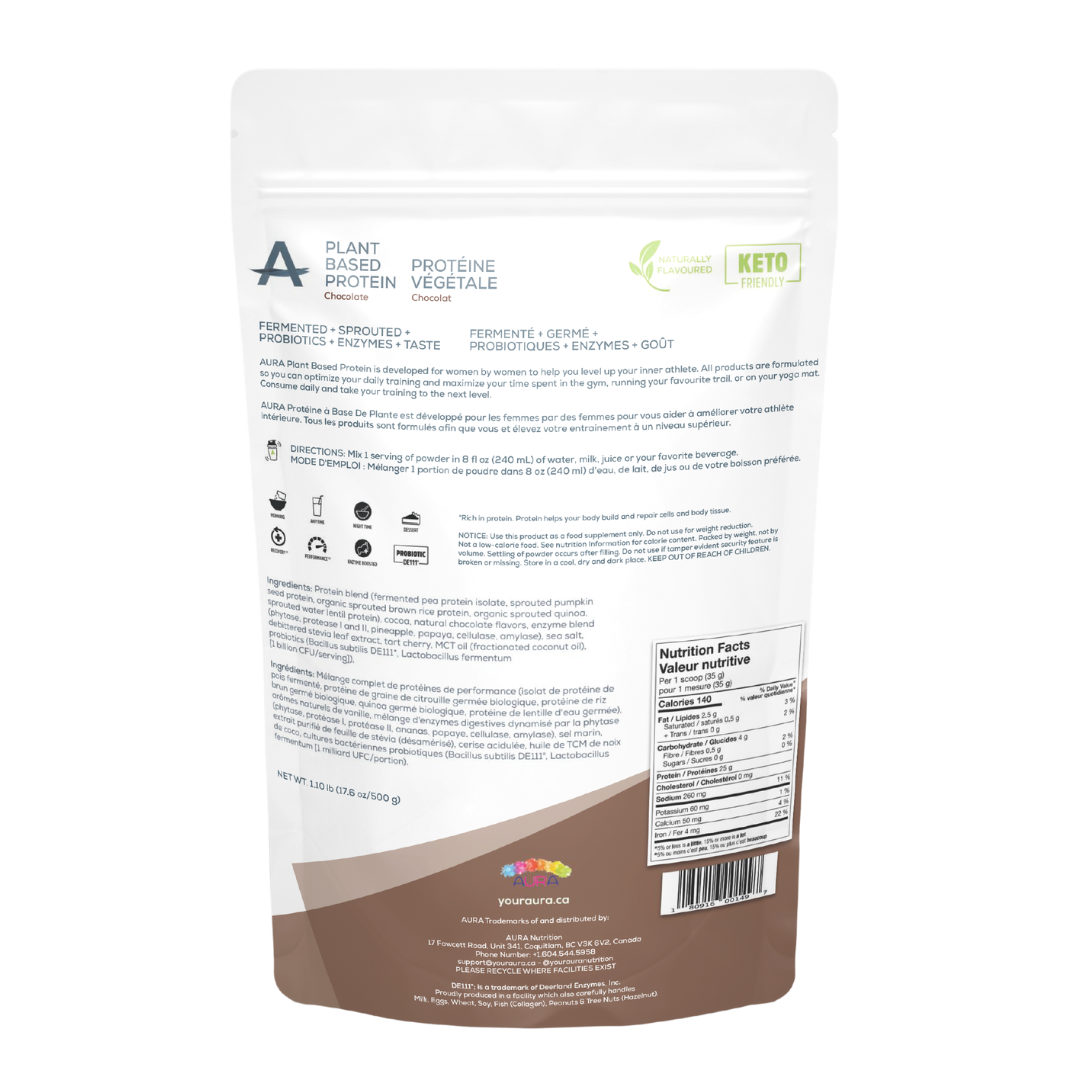 Chocolate Plant Based Protein Powder 500g - Essential Amino Acids, BCAA’s - Vegan, Zero Sugar