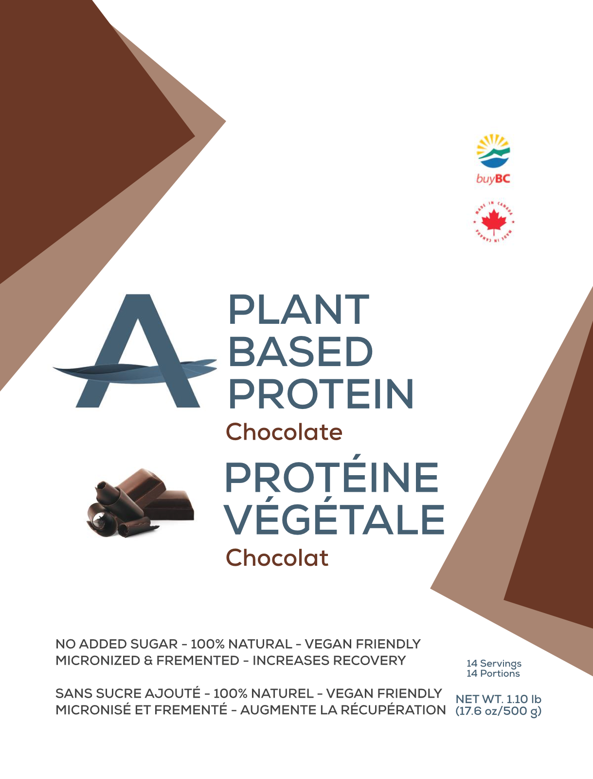 Chocolate Plant Based Protein Powder 500g - Essential Amino Acids, BCAA’s - Vegan, Zero Sugar