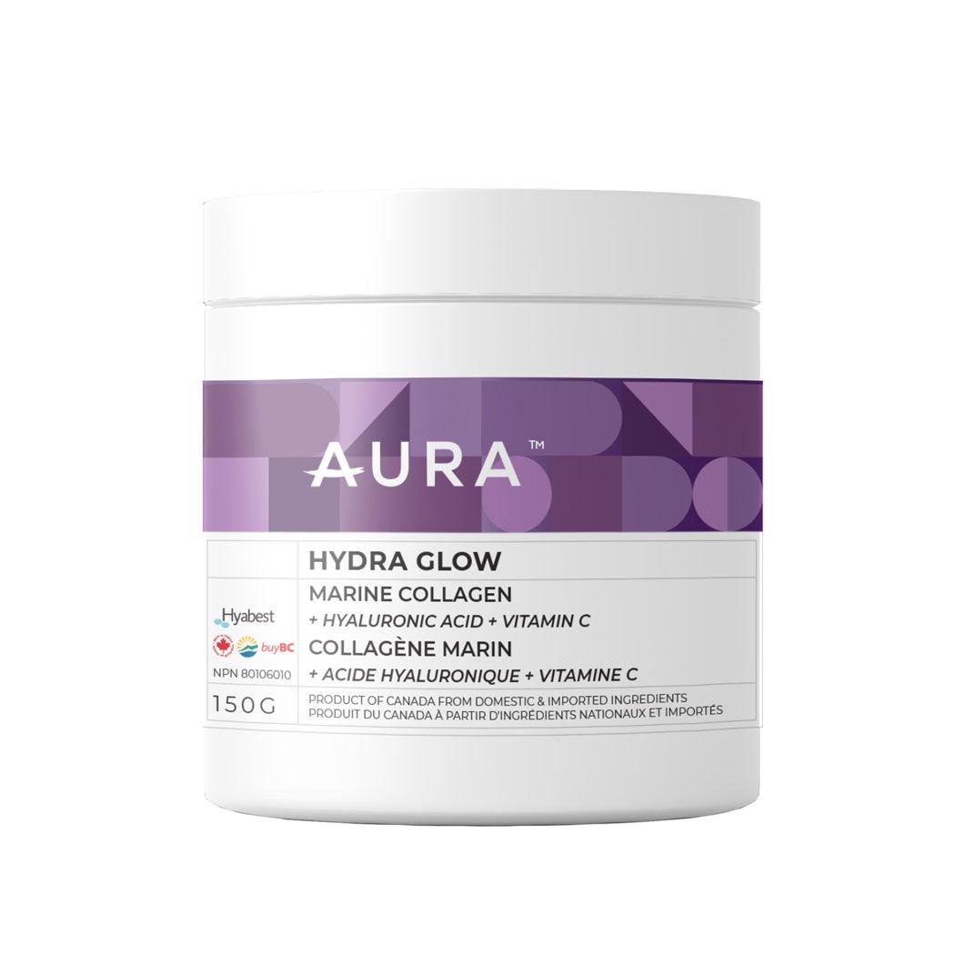 Hydra Glow Marine Collagen 150g - Hydrolyzed Fish Collagen - Vitamin C & Hyaluronic Acid - AURA Nutrition